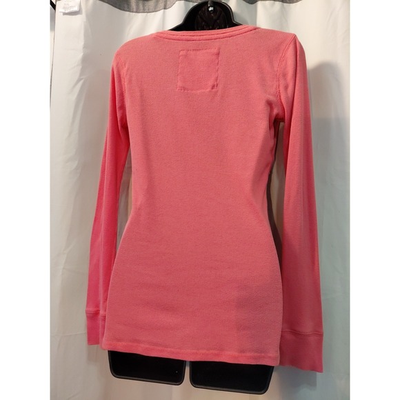 Abercrombie & Fitch Y2K‎ Vintage Pink V Neck Babydoll Long Sleeve Top Size L - Picture 3 of 8